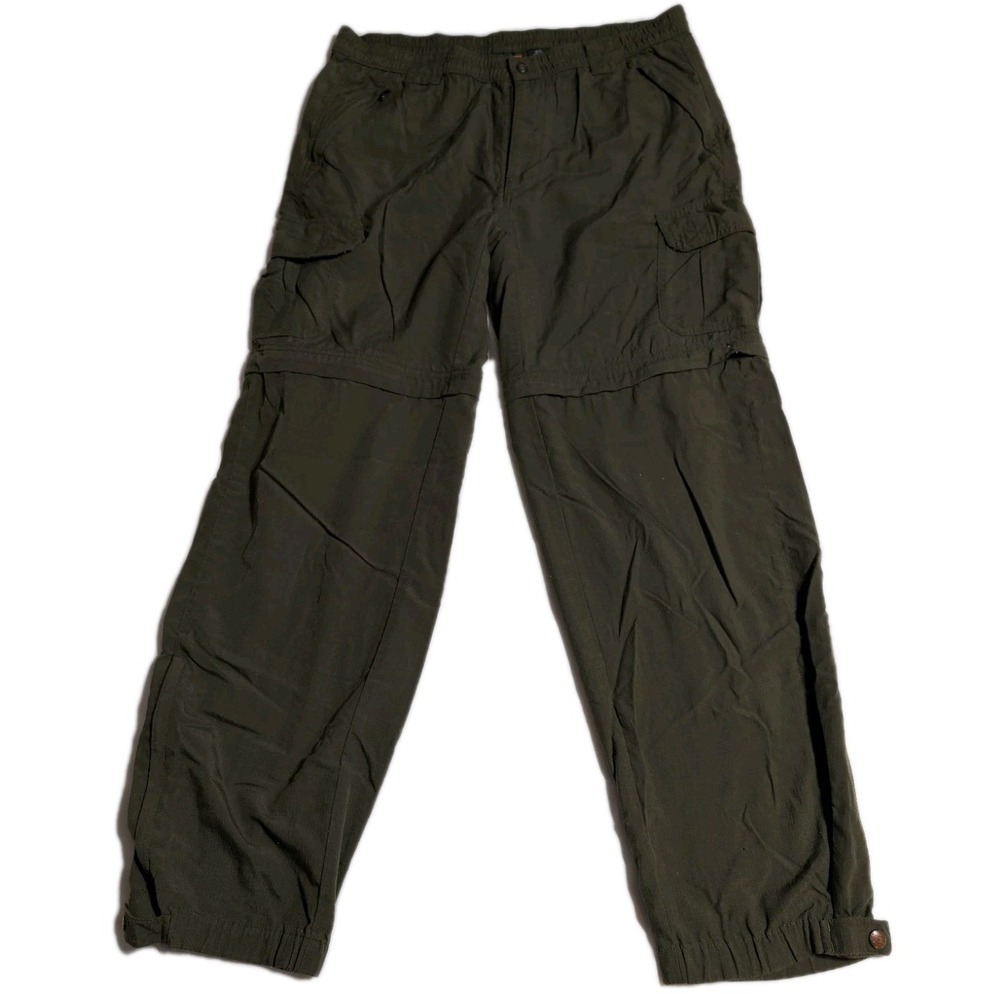 L.L.Bean Convertible Zip‎ Off Hiking Pants Mens M 32 Olive Ripstop Cargo Outdoor
